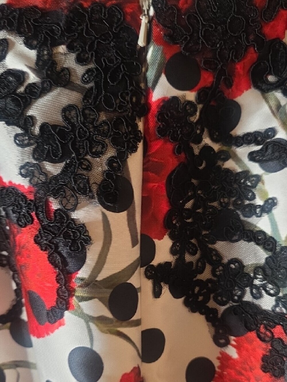 Floral Red Polka Dot Fit And Flare Maxi Skirt - Elegant Evening Skirt - Picture 7 of 9